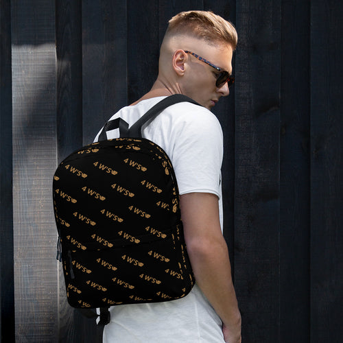 William & Whitney London black all-over print Backpack