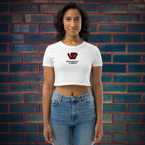 William & Whitney London Logo Embroidery  Organic Crop Top